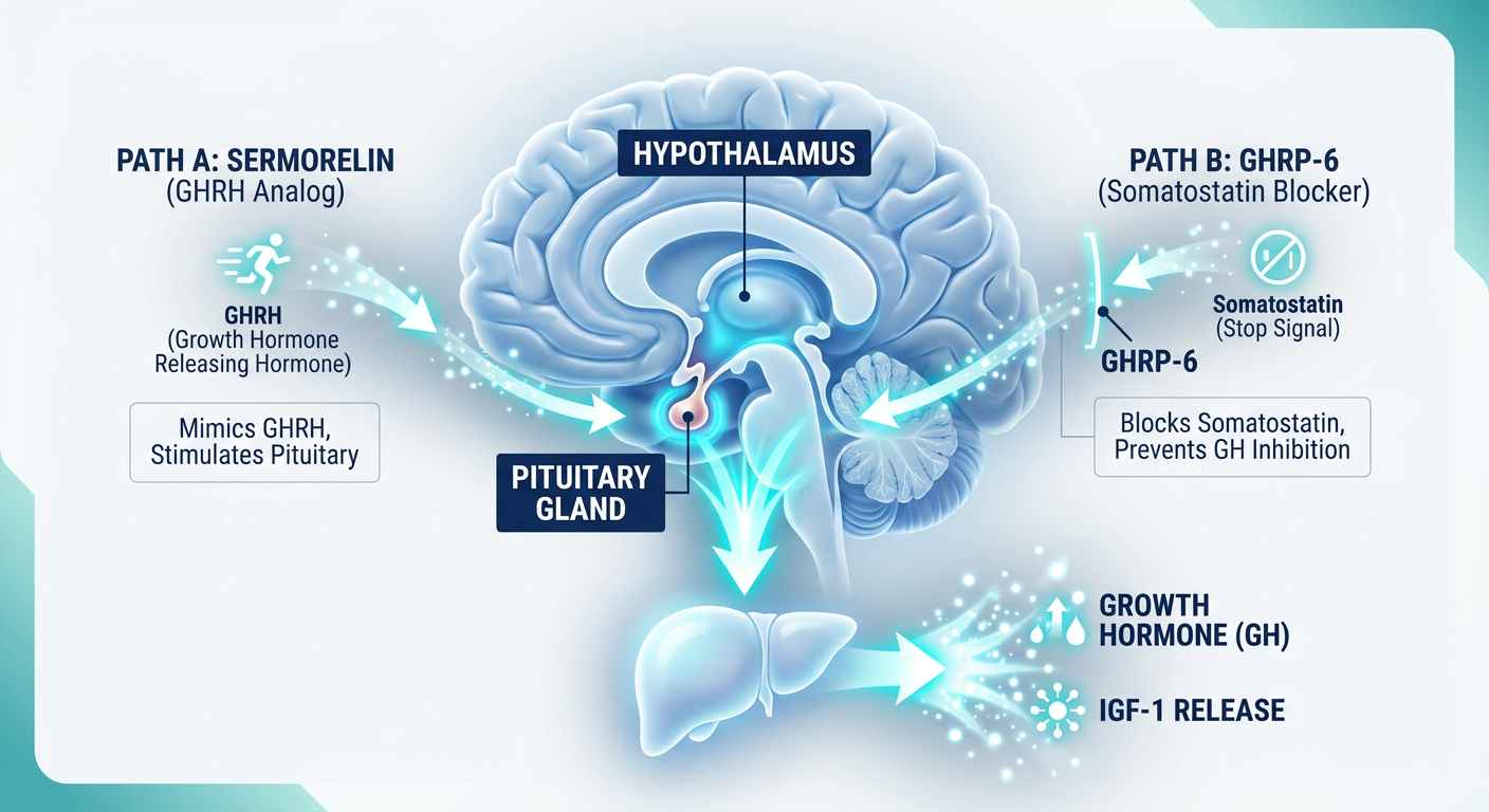 Scientific diagram showing the synergistic mechanism of <a href=
