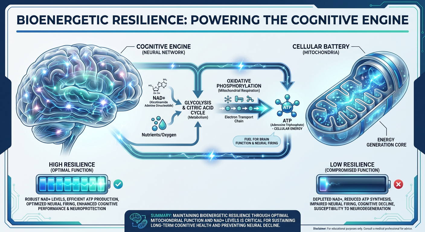 Infographic showing the concept of Bioenergetic Resilience and the role of <a href=